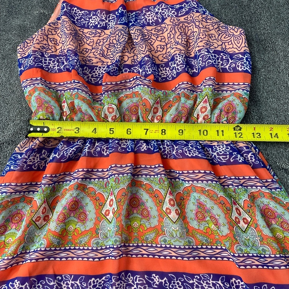 Pink Owl Multicolor Bohemian Summer Dress. Boho mini dress size small - Picture 9 of 10